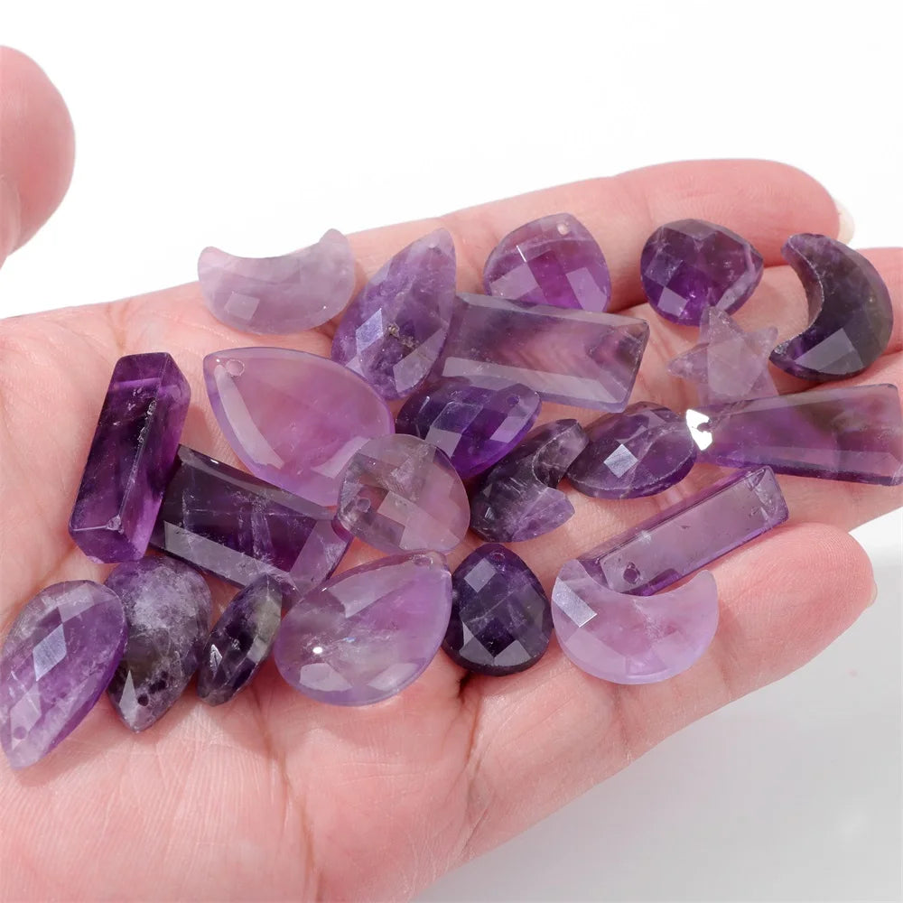 Amethyst Pendant Beads, Natural Healing Gemstones, 9 sizes & Shapes, 2pcs