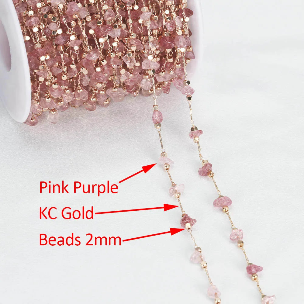 Irregular Semi-precious Gemstone and Crystal Chain, 1 meter