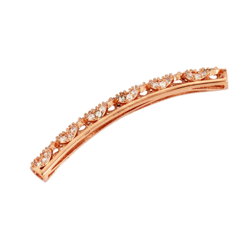 Micro Pave CZ Curved Tube Beads