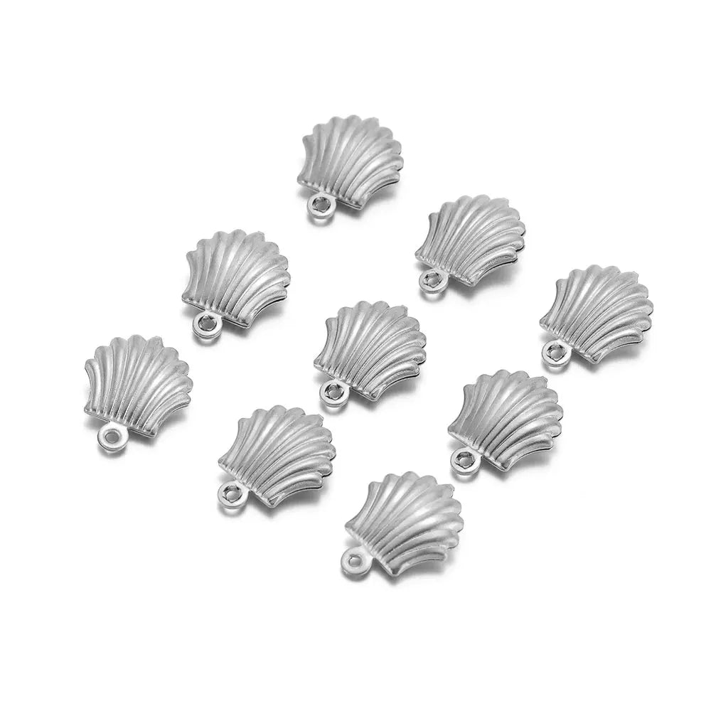 Sea Shell Hollow Charms 20Pcs, Stainless Steel