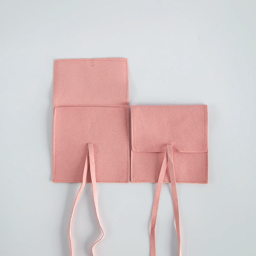 Small Chic Microfiber Pouches with Bows, Drawstring Bags for Jewelry