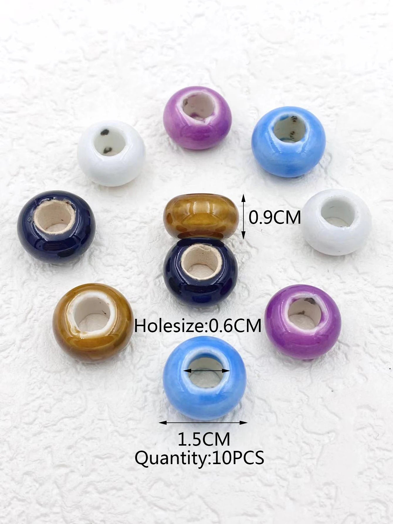 Big Hole Ceramic Spacer Beads, 10PCS