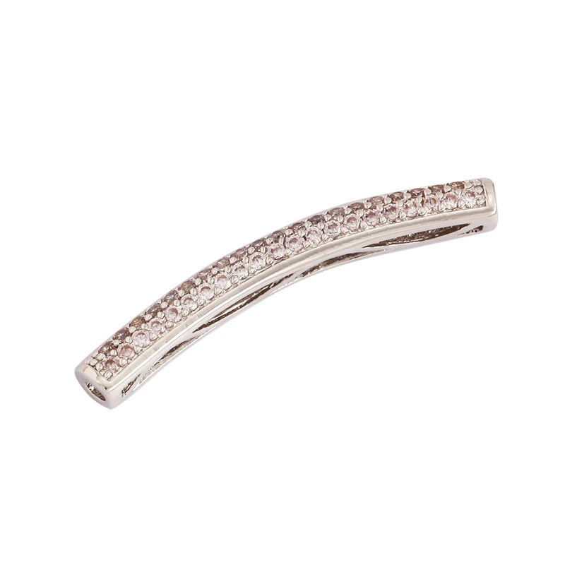 Micro Pave CZ Curved Tube Beads