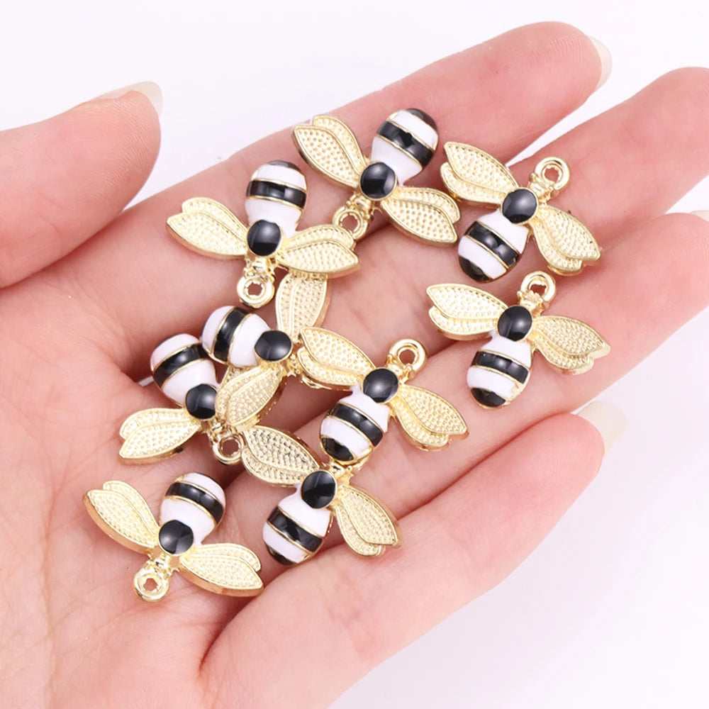 Enamel Bee Pendant Charms, 10Pcs 22*17mm