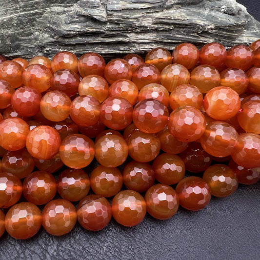 Large Faceted Natural Red Agate Beads, 14MM 28PCS