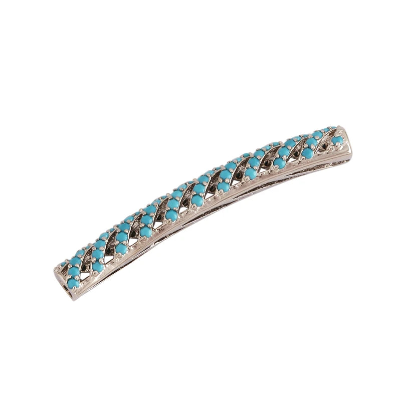 Micro Pave CZ Curved Tube Beads