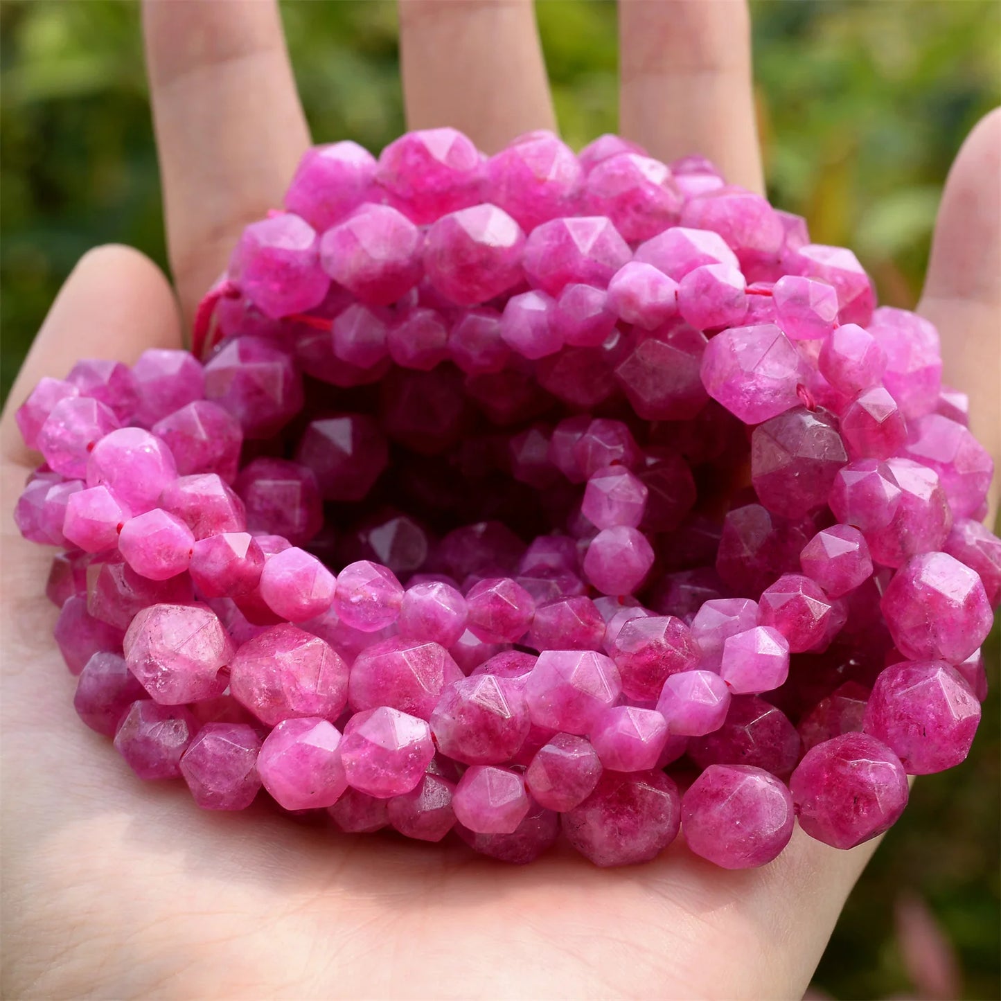 Pink Faceted Tourmaline Beads 15''inches 6/8/10mm