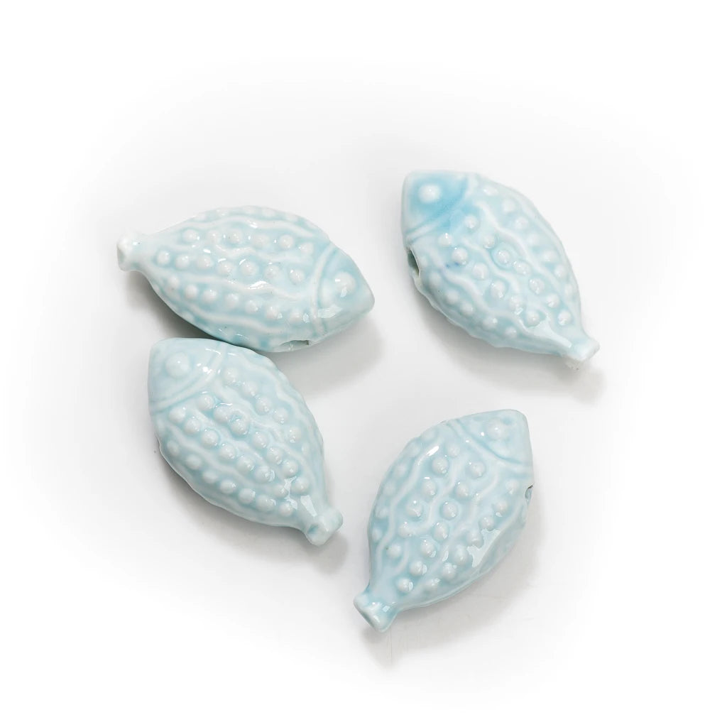 Ocean Breeze Ceramic Fish Beads, 40mm, 2pcs