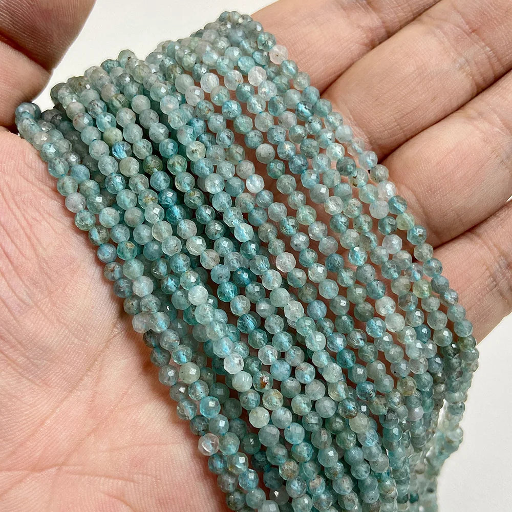 Ocean Gemstone Beads, Tiny Natural Blue Aquamarine, Amazonite, Apatite, Lapis, Turquoise Accents 2 3 4 mm