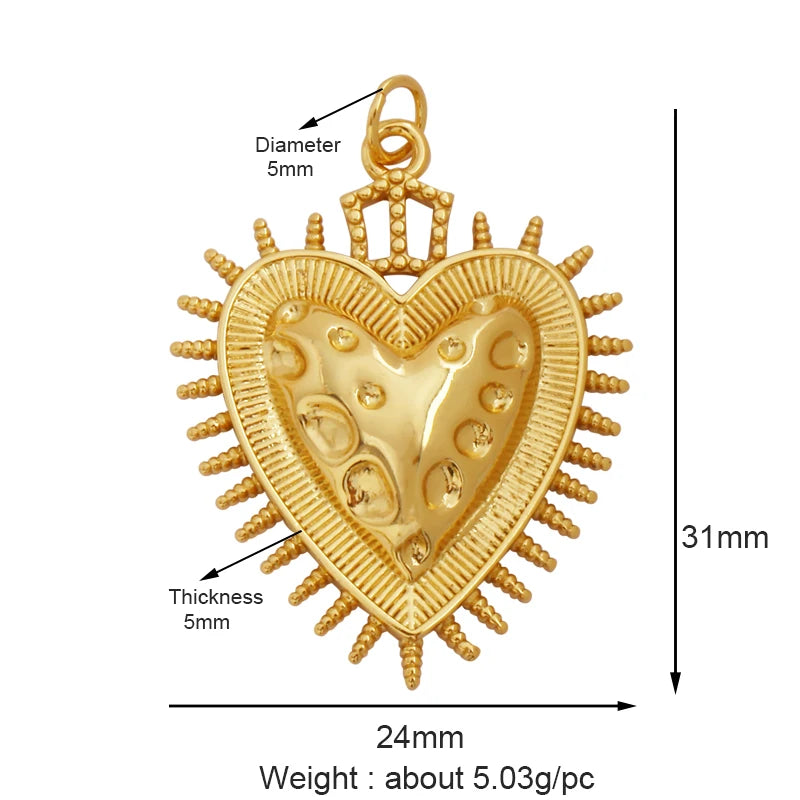 Sacred Red Heart Charm Collection, 18K Gold Plated