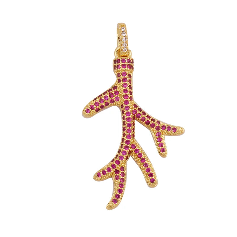 Red Pepper & Coral Charm Collection, 18k Gold Zircon