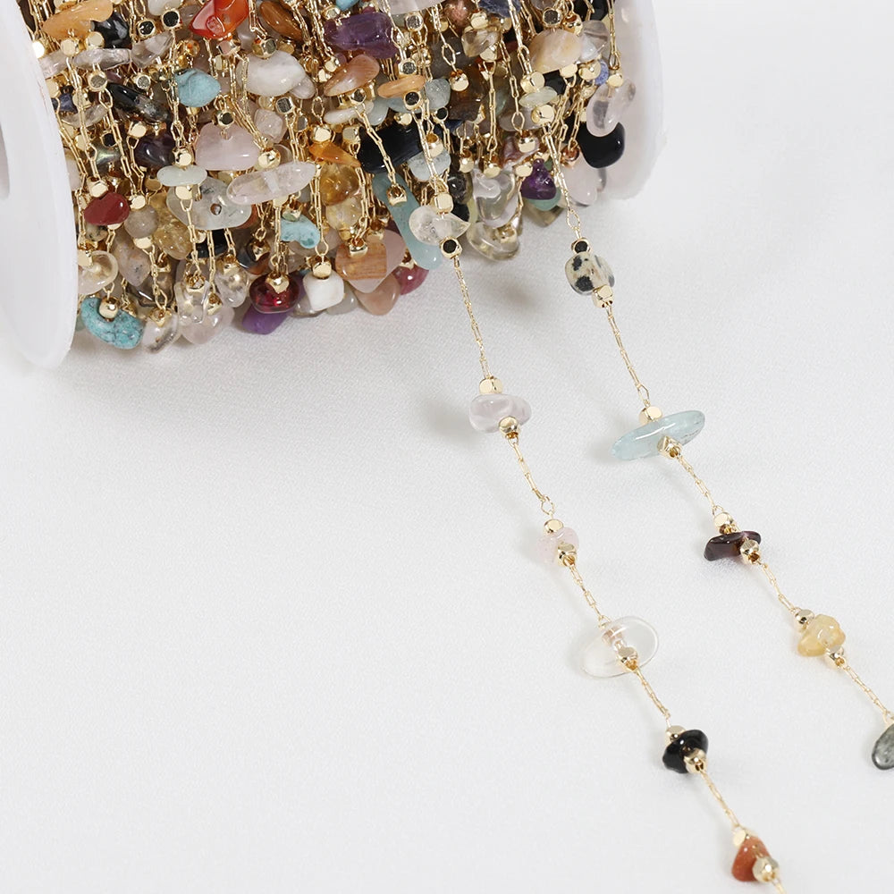 Irregular Semi-precious Gemstone and Crystal Chain, 1 meter