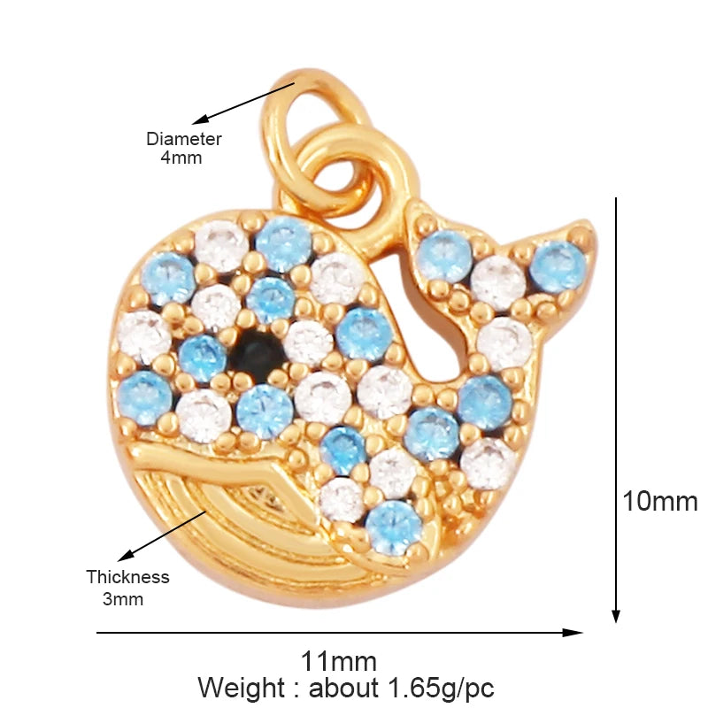 The Deep Blue Sea Collection, 18K Gold Plated Zircon Charms