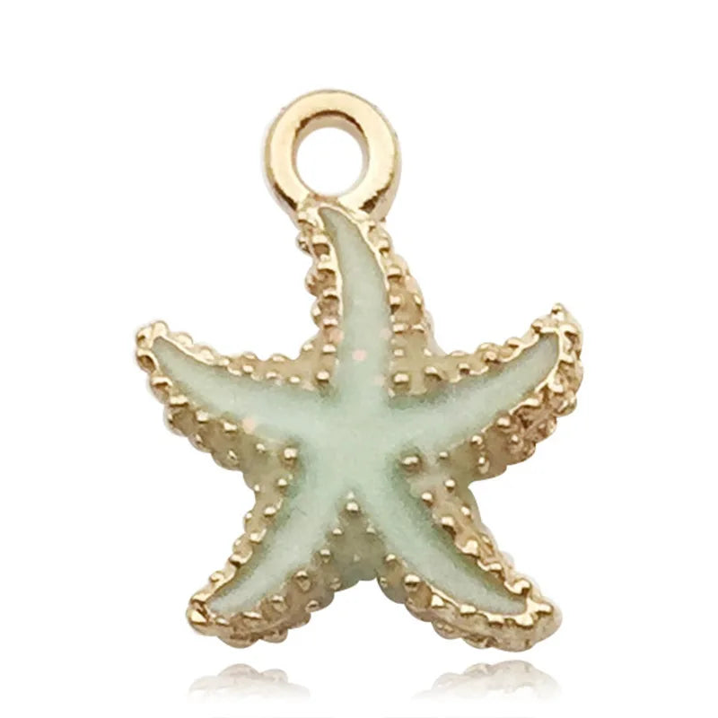 Underwater Enamel Charm Collection, Starfish & Shells, 10pcs