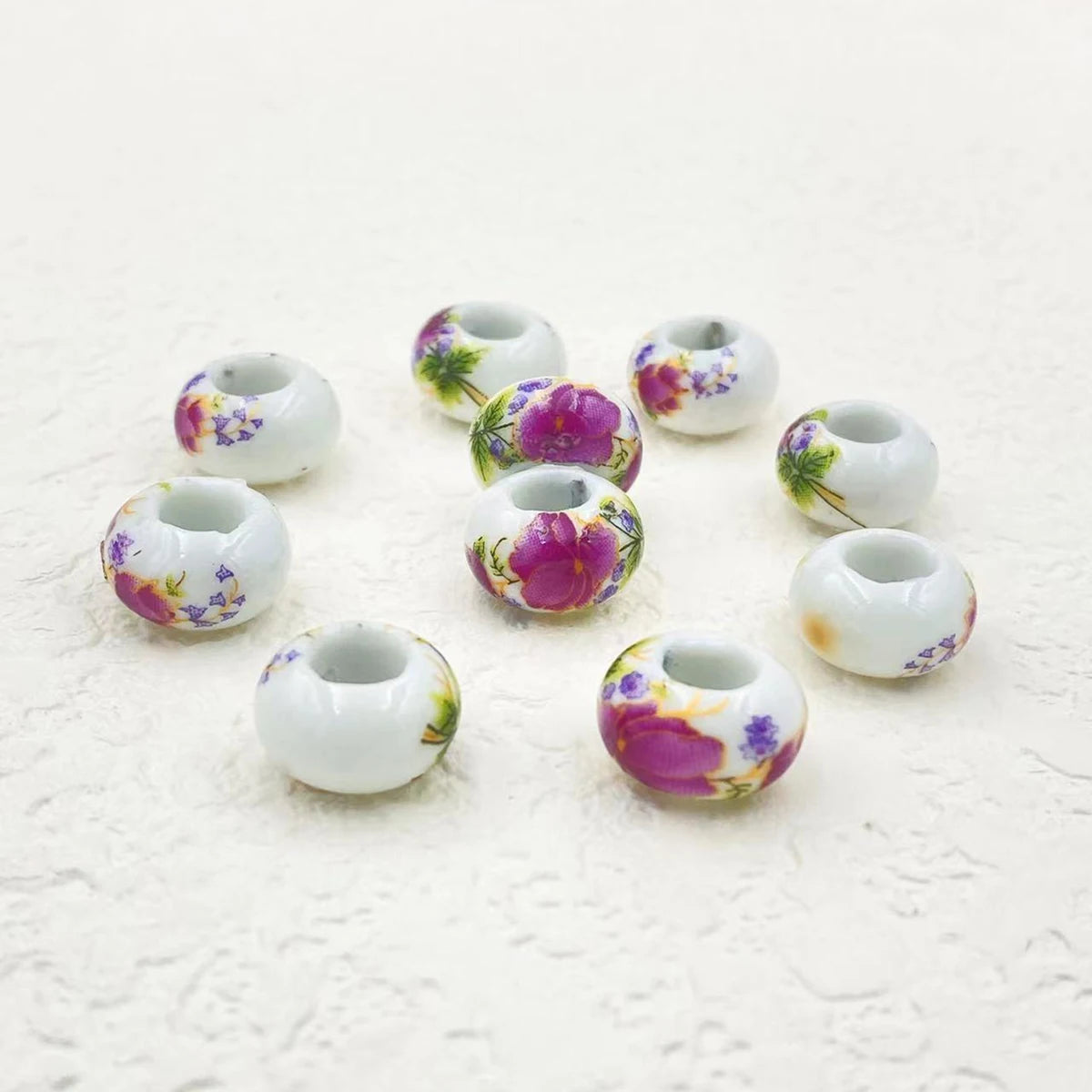 Big Hole Ceramic Spacer Beads, 10PCS