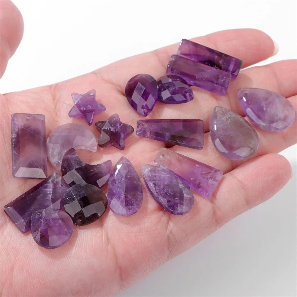 Amethyst Pendant Beads, Natural Healing Gemstones, 9 sizes & Shapes, 2pcs