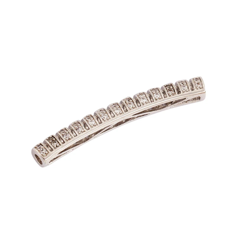 Micro Pave CZ Curved Tube Beads