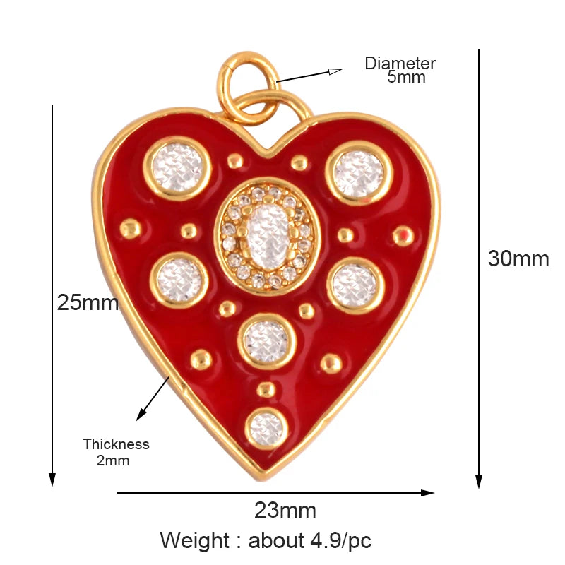 Sacred Red Heart Charm Collection, 18K Gold Plated