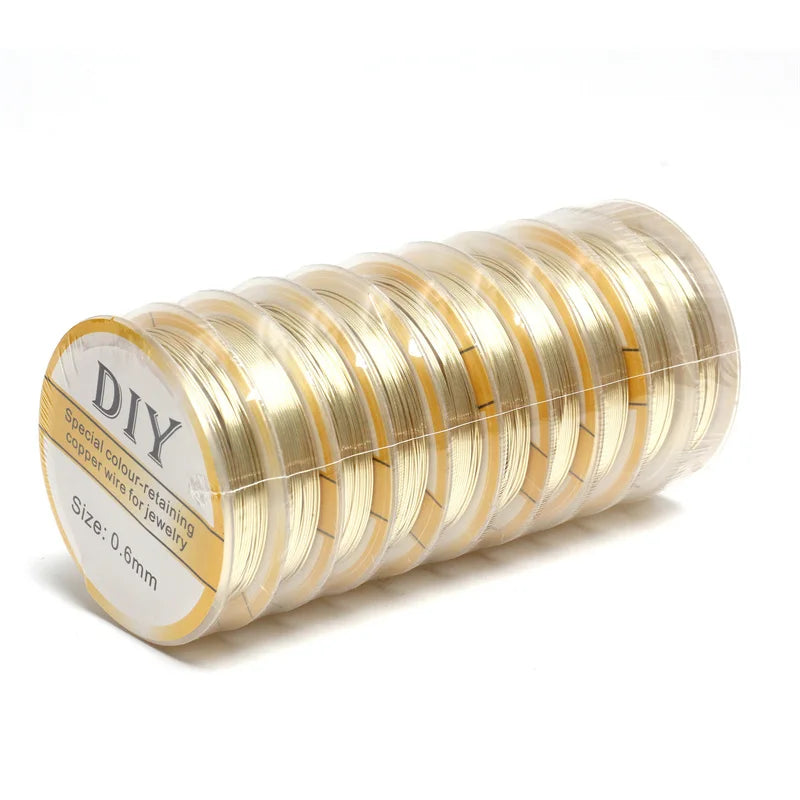 14K Gold-Coated Copper Wire Colorfast Beading Wire  0.3-0.8mm