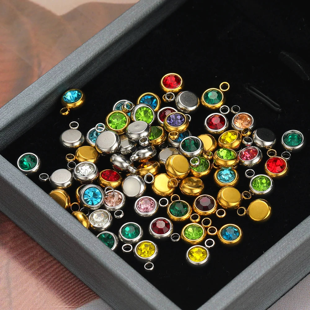 Zirconia Birthstone Pendants, 6mm, 20pcs