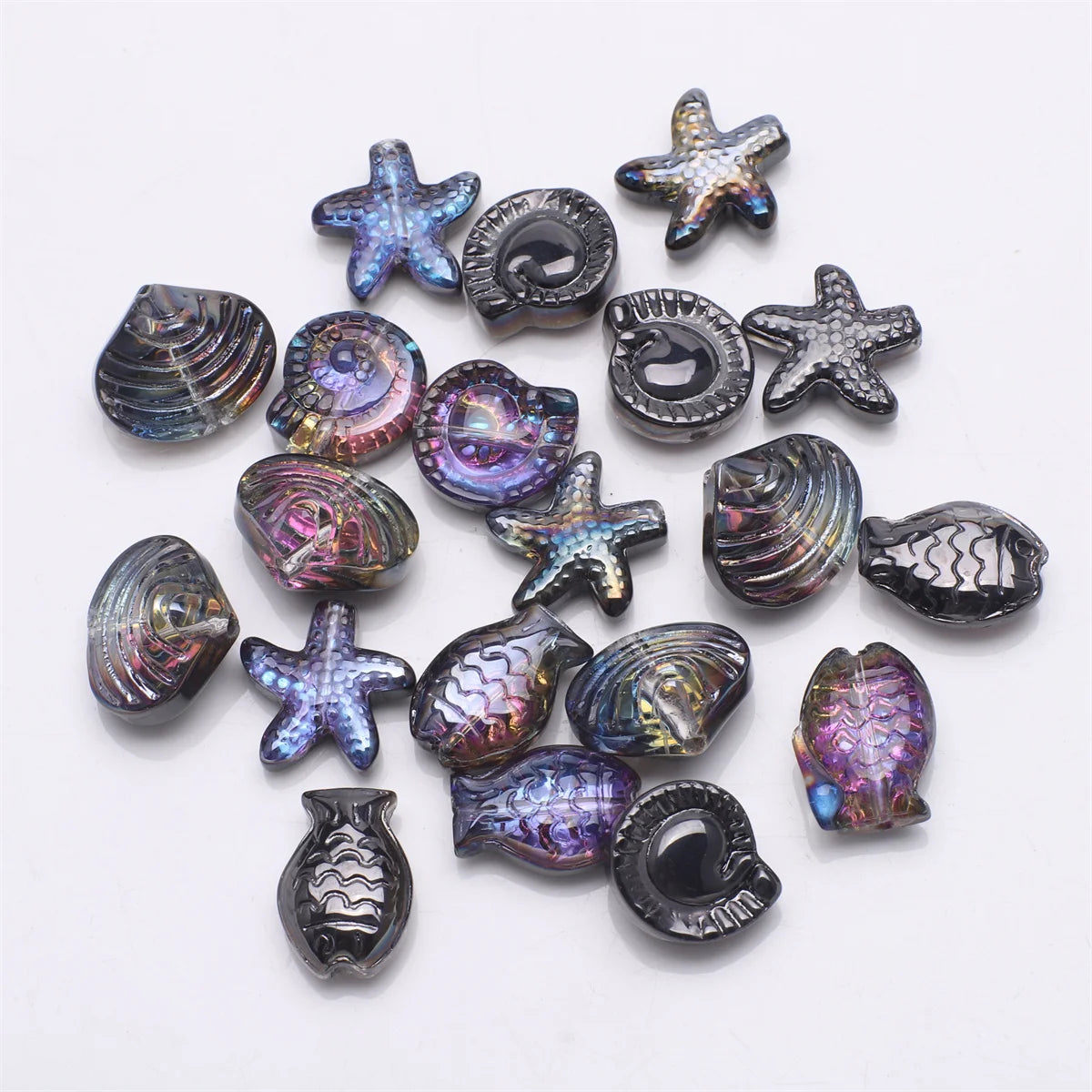 All Aboard Ocean Charm Collection, 20 Pcs Mixed Shapes Starfish /Snail /Shell/ Small Fish