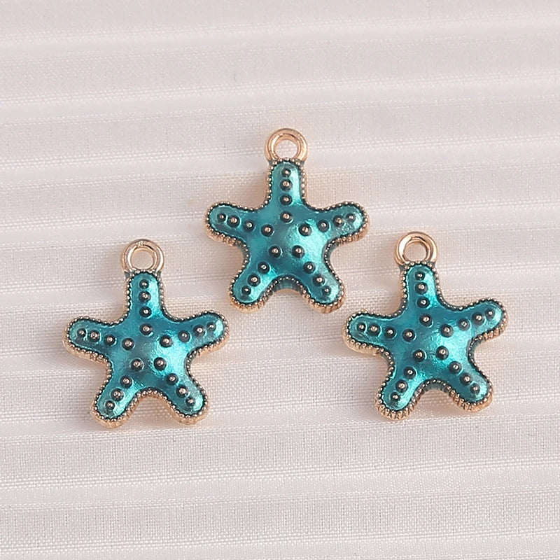 Ultra Marine Life Enamel Charm Collection, Starfish, Shells, Mermaids, 10pcs