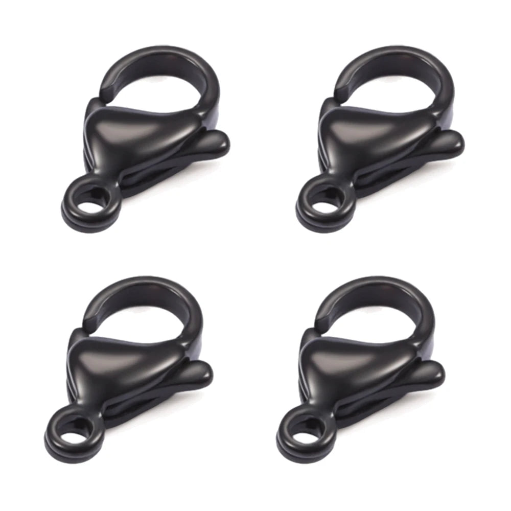 Black Stainless Steel Lobster Claw Clasps, 20pcs