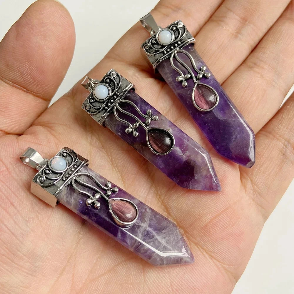 Amethyst Pendant Beads, Natural Healing Gemstones, 9 sizes & Shapes, 2pcs