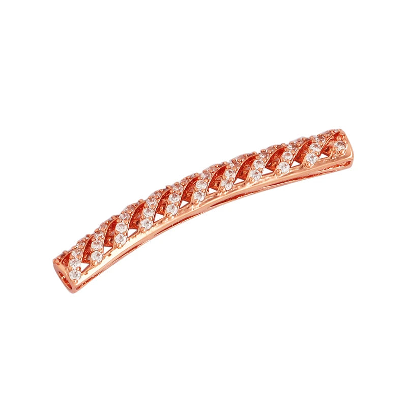 Micro Pave CZ Curved Tube Beads