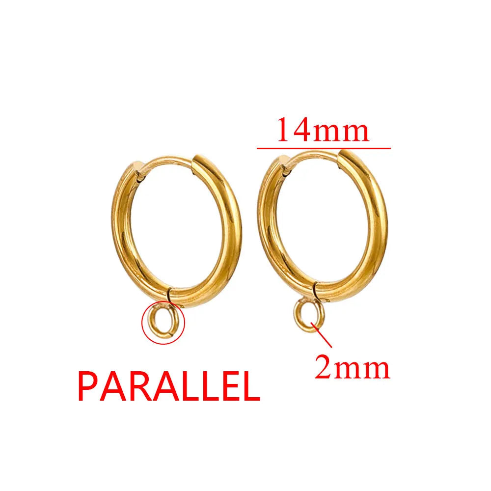 18k Gold Plated Huggie Earring Hooks With Loop, 10pcs Stainless Steel