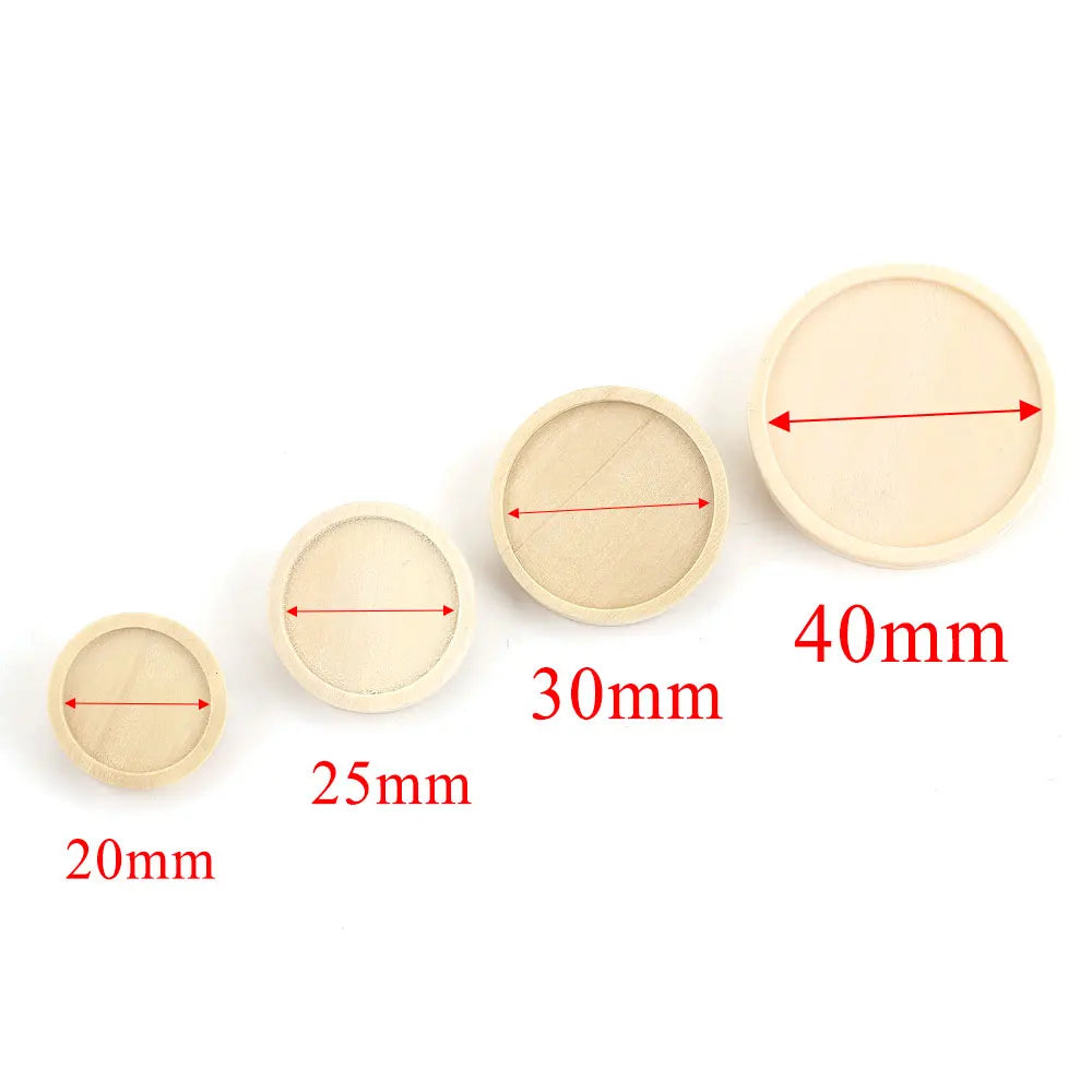 Blank Wood Cabochon Brooch Base Settings, Fits 20 25 30 40mm, Round Bezel Tray Blanks