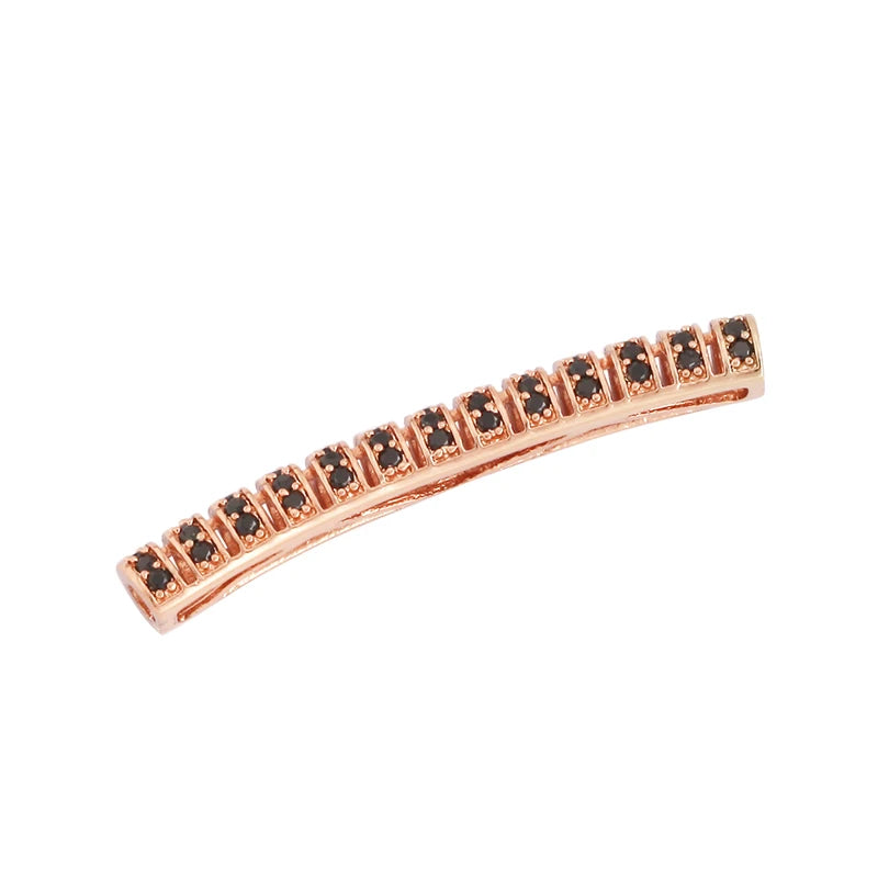 Micro Pave CZ Curved Tube Beads