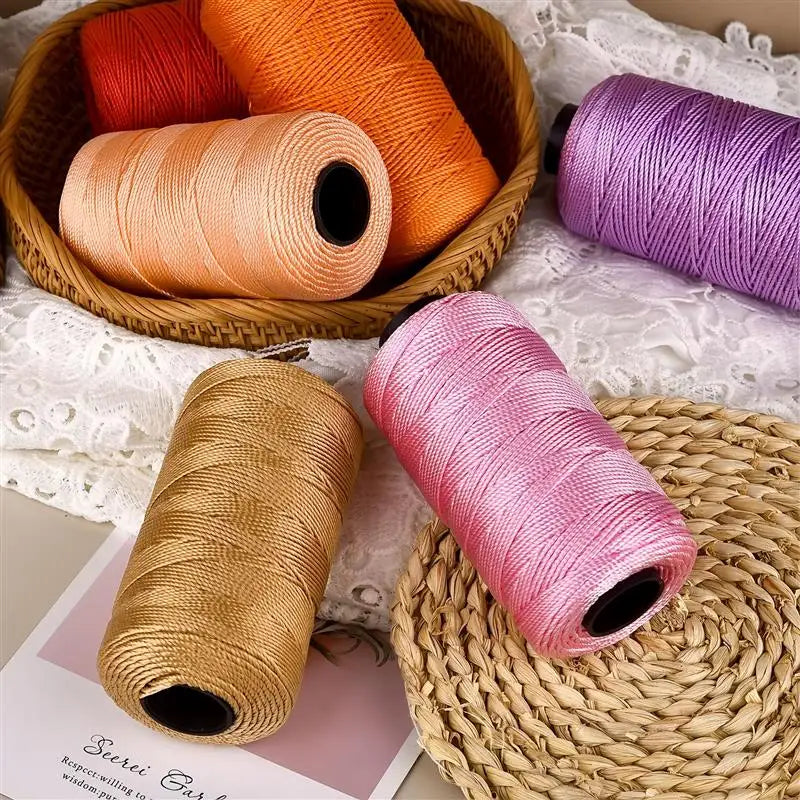 Light Ice Cotton Silk Thread, 20 Colors Three-Strand Hand Woven Beading Thread, 110g