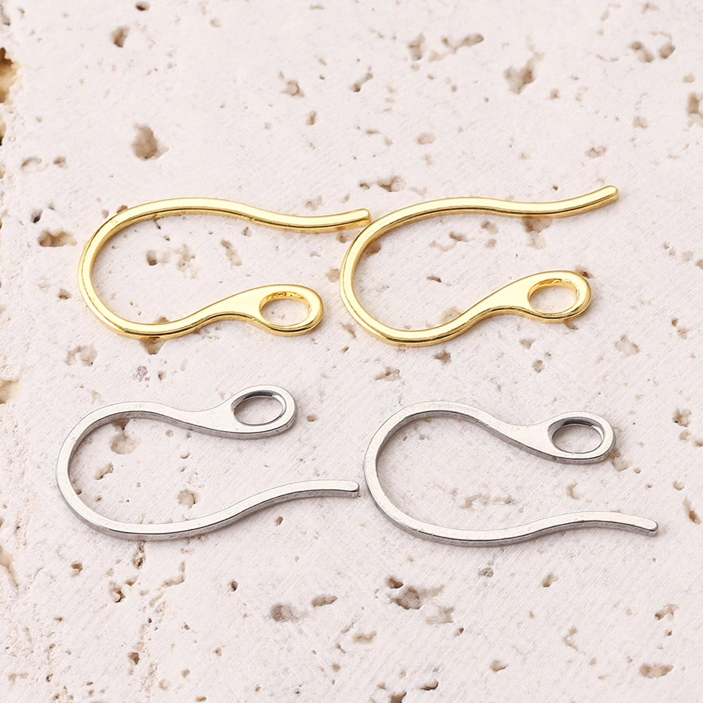 Gold-Plated Earring Hooks, Stainless Steel Ear Wires, 20pcs