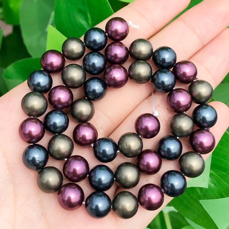 Natural Freshwater Pearl Fine Dark Purple Blue Round Beads 6 8 10 12mm 15''