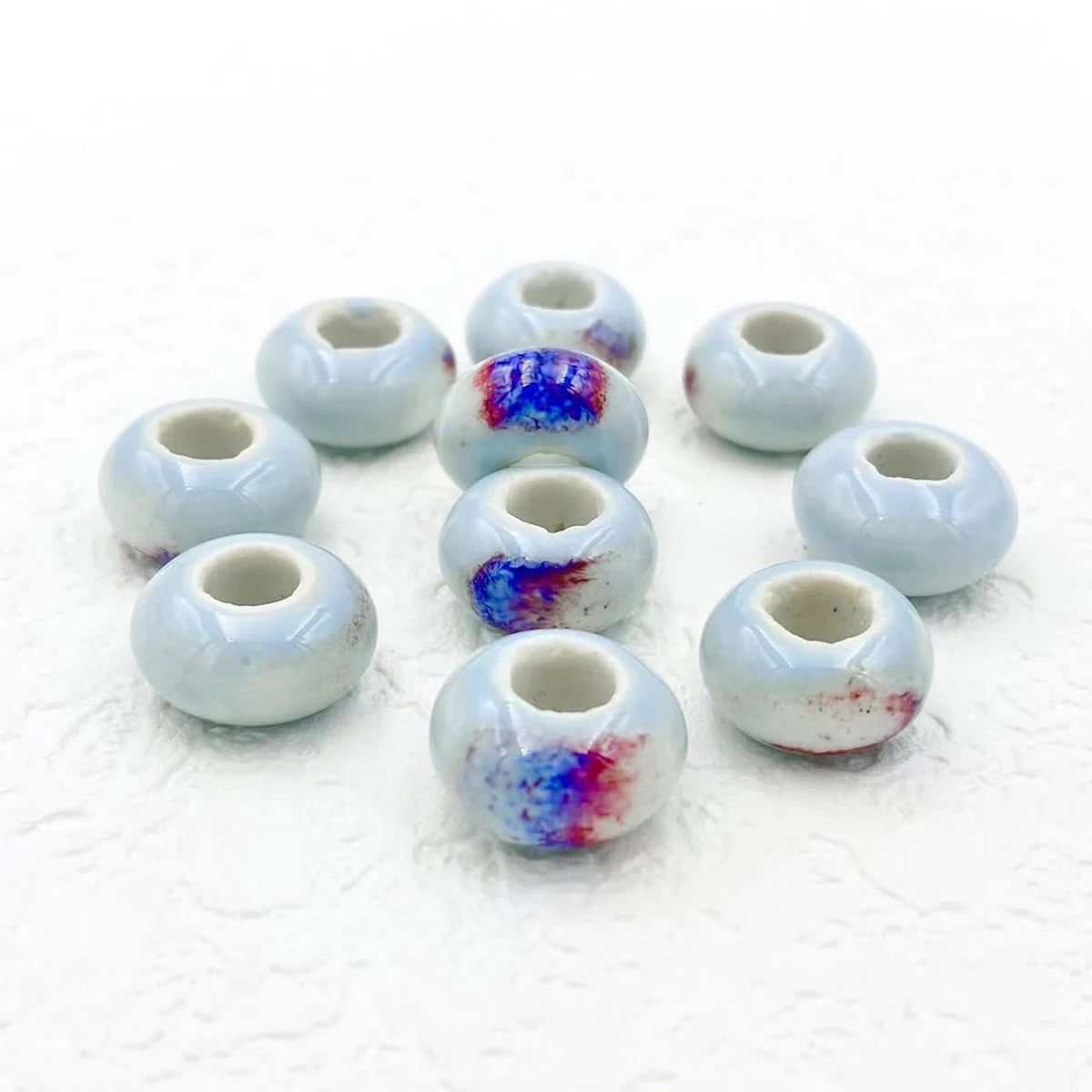 Big Hole Ceramic Spacer Beads, 10PCS