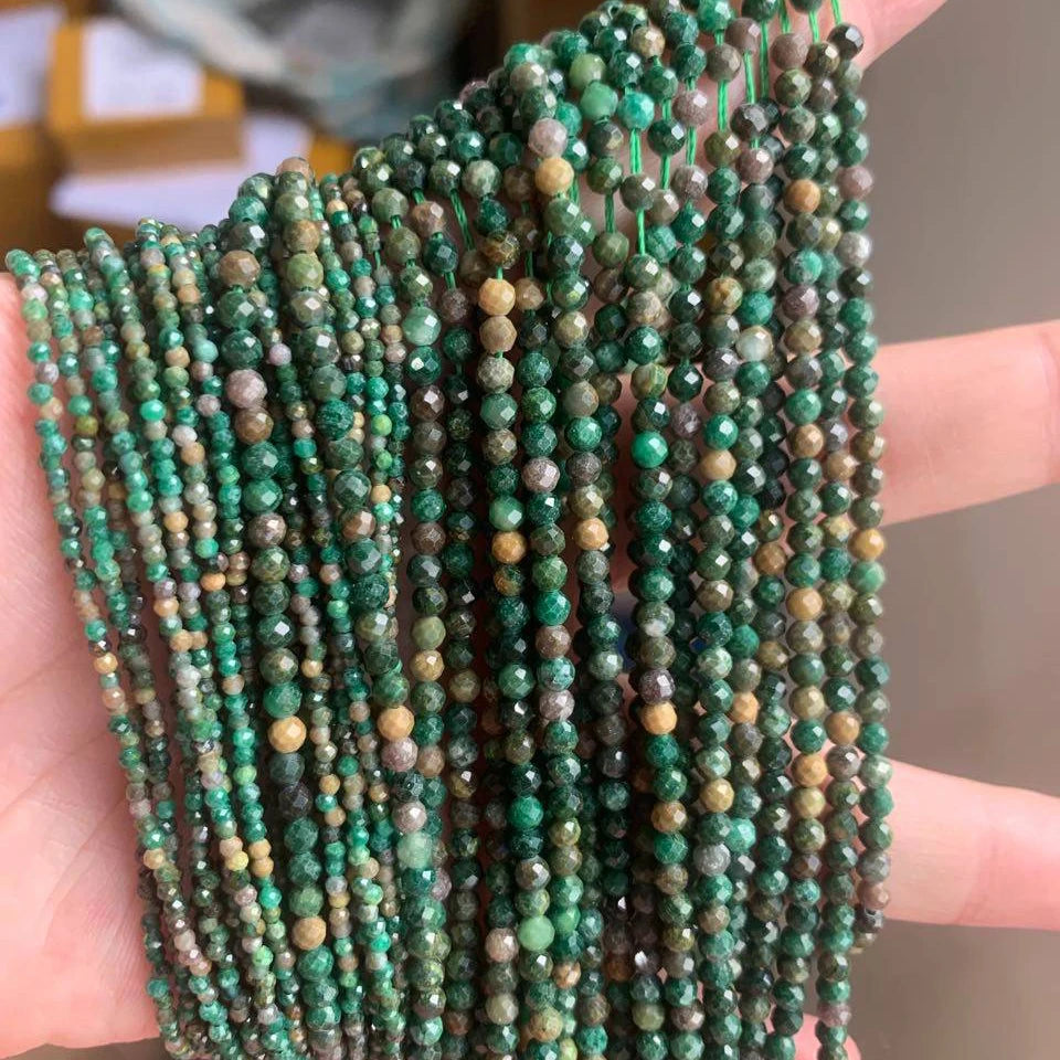 Tiny Green Natural Gemstone Beads, Turquoise, Jade, Agate, Quartz, Amazonite, 2 3 4 mm 15.5" Strand