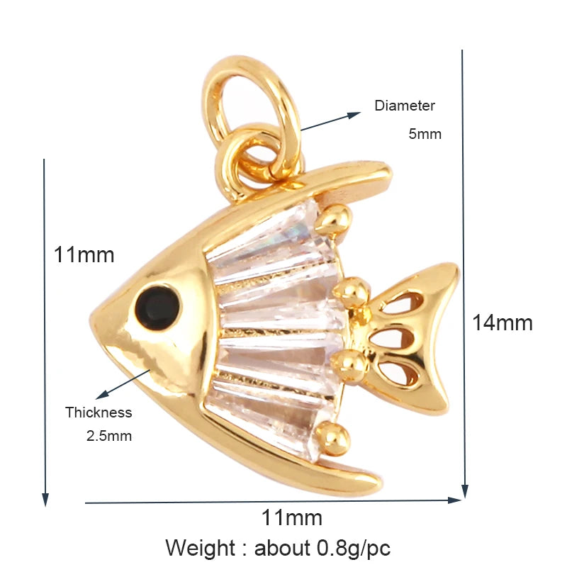 The Deep Blue Sea Collection, 18K Gold Plated Zircon Charms