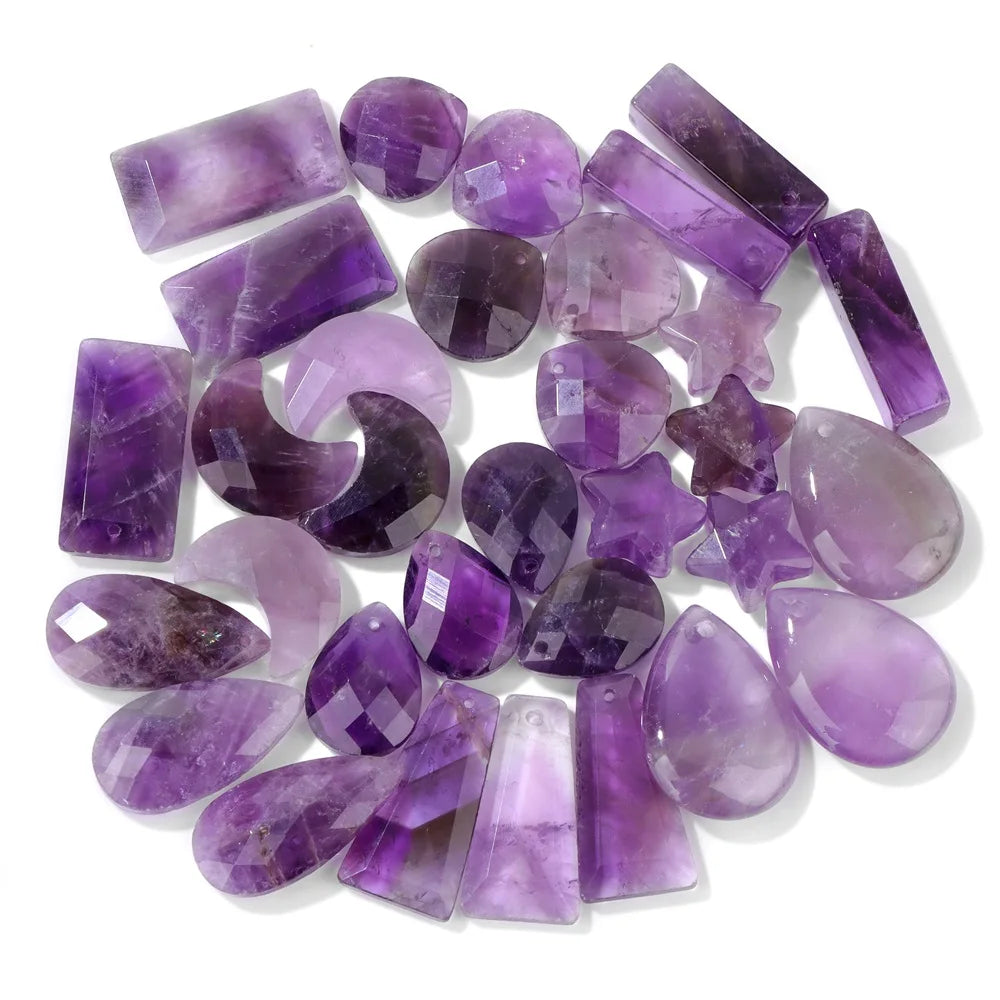 Amethyst Pendant Beads, Natural Healing Gemstones, 9 sizes & Shapes, 2pcs