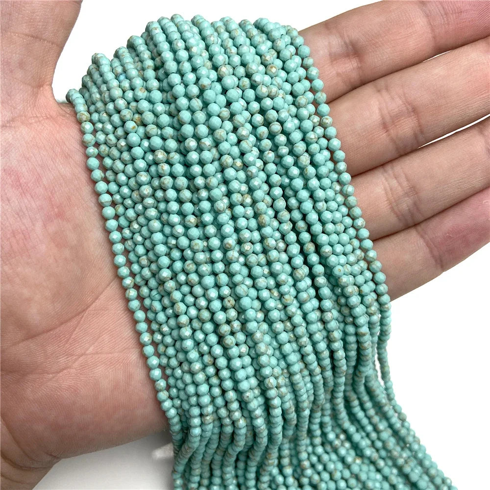 Ocean Gemstone Beads, Tiny Natural Blue Aquamarine, Amazonite, Apatite, Lapis, Turquoise Accents 2 3 4 mm