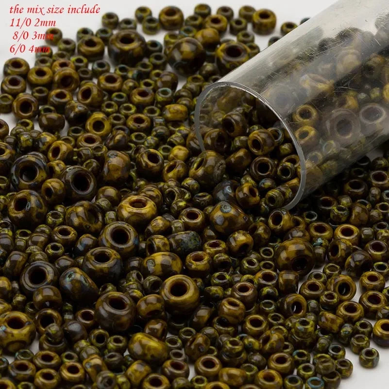 Miyuki Round Picasso Beads, Boho Style color and size Mixes, 2mm 3mm 4mm, 10Grams/bag