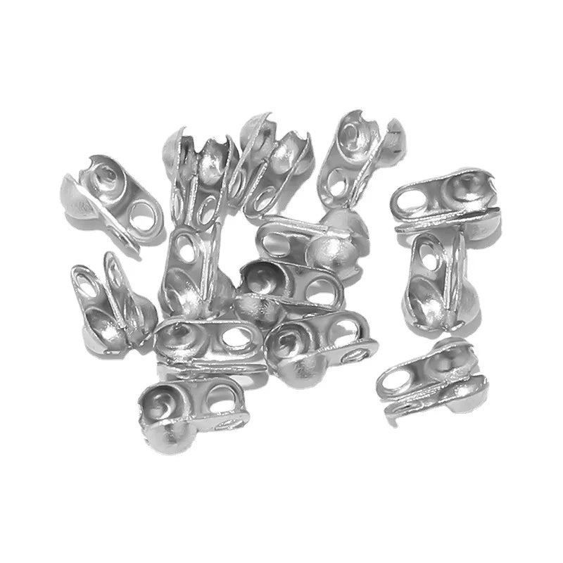 Stainless Steel Bead Tip Clamshell Crimp Bead Ends, Knot Covers for Jewelry, 100pcs, 2 colors and 4 size options