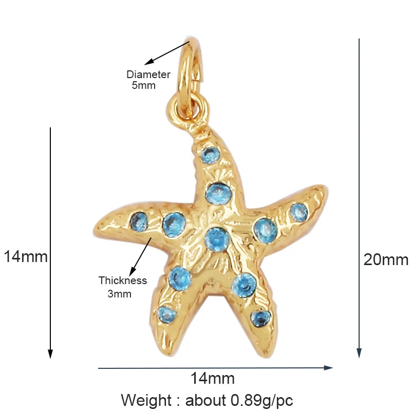 The Deep Blue Sea Collection, 18K Gold Plated Zircon Charms