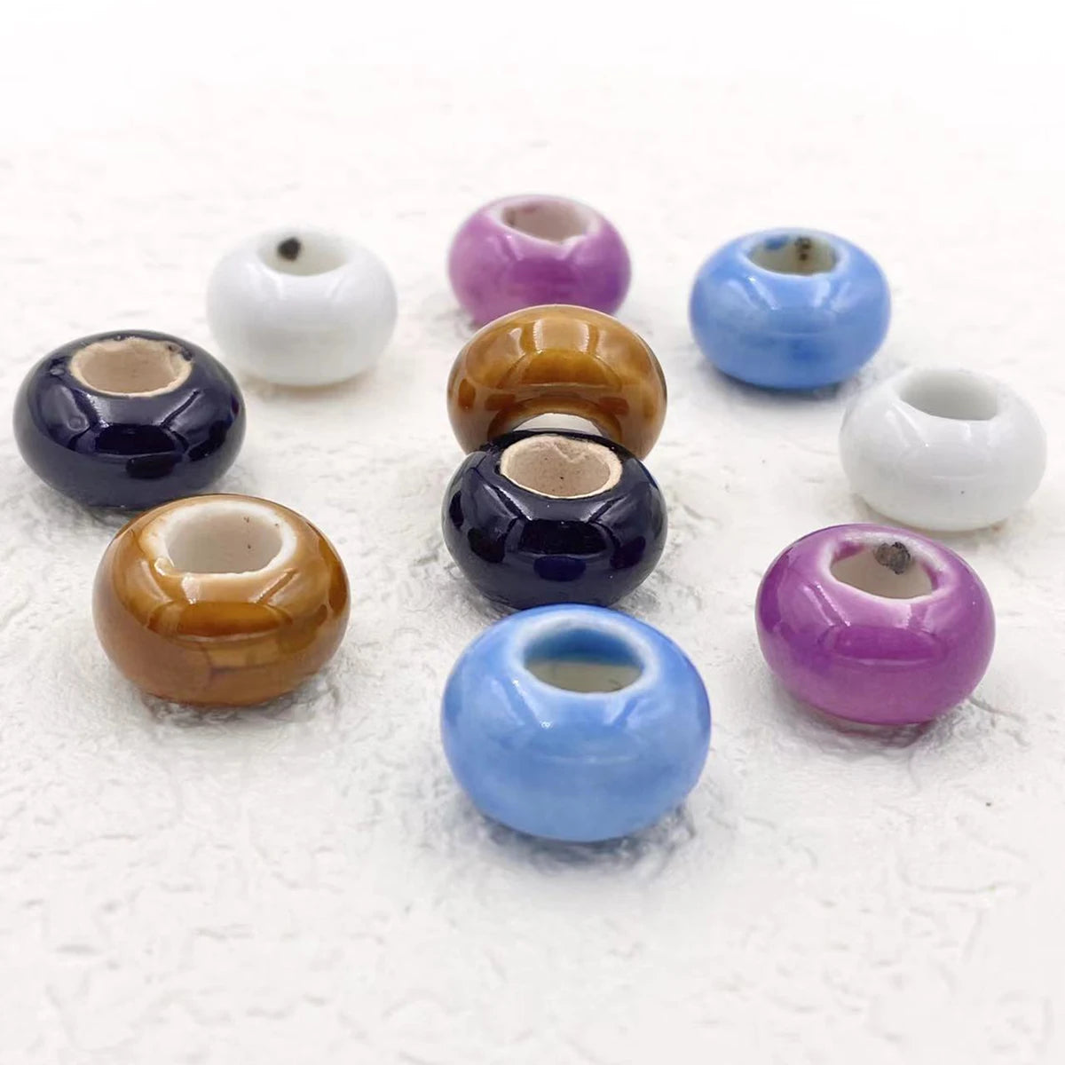 Big Hole Ceramic Spacer Beads, 10PCS