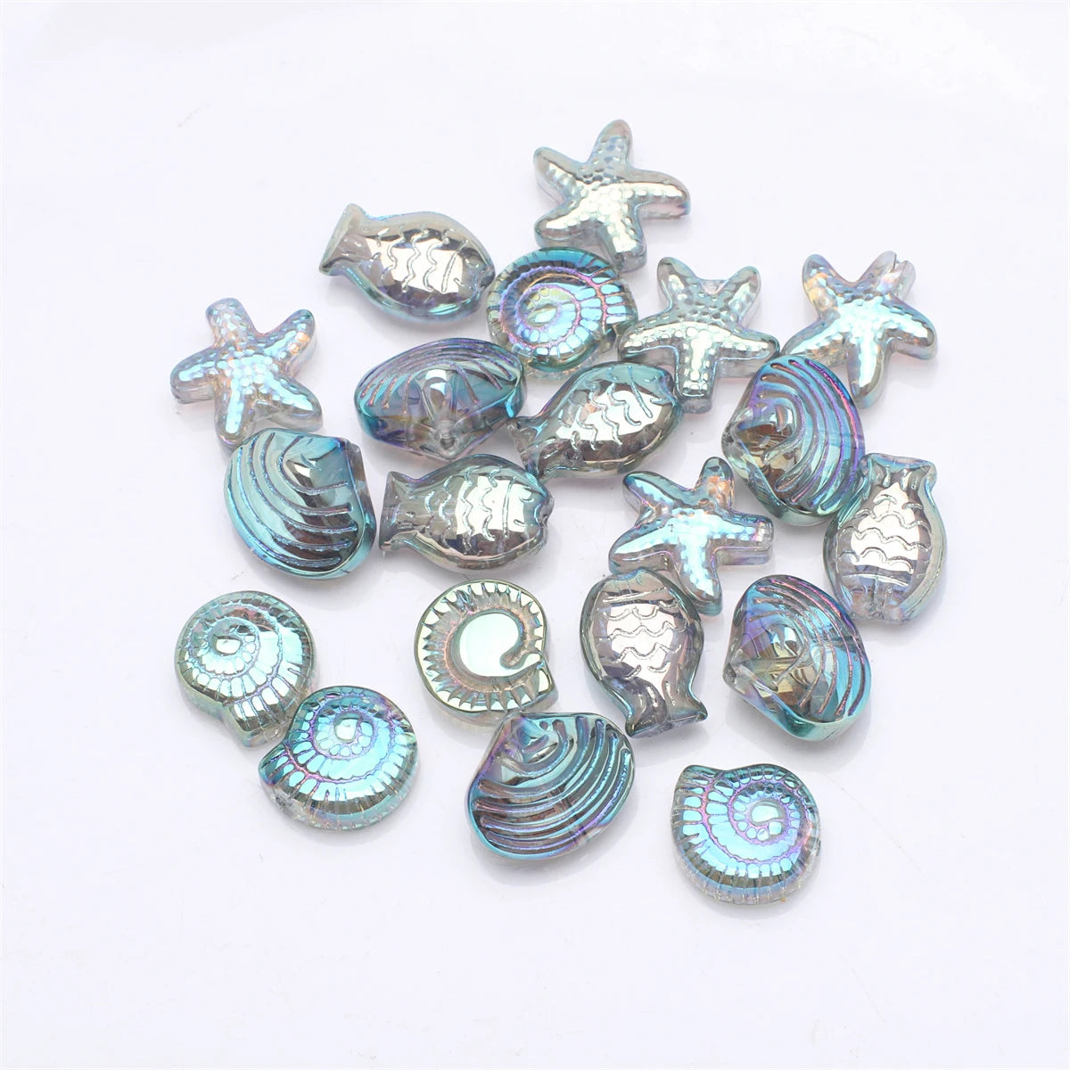 All Aboard Ocean Charm Collection, 20 Pcs Mixed Shapes Starfish /Snail /Shell/ Small Fish