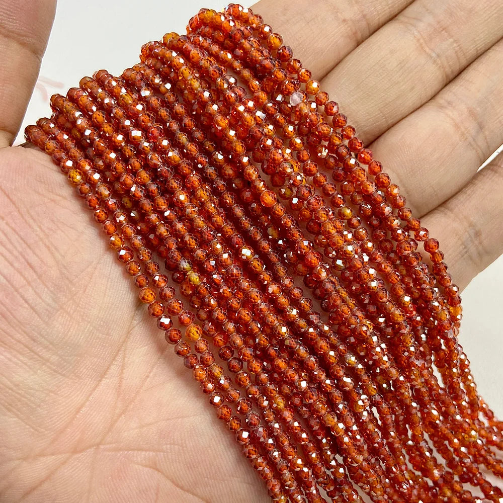 Natural Gemstone Beads in Yellow + Orange,  2 3 4 MM, 15"