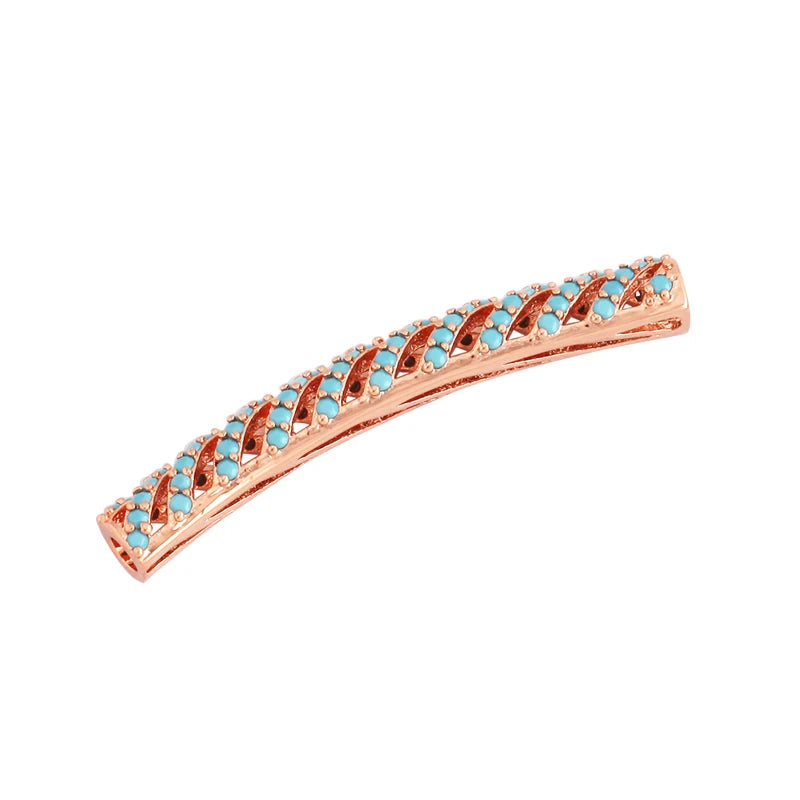 Micro Pave CZ Curved Tube Beads