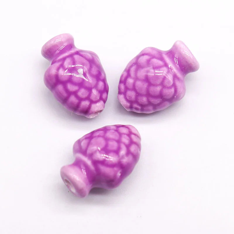 Hand-made Strawberry Ceramic Beads 14x10.5mm Multicolor Porcelain