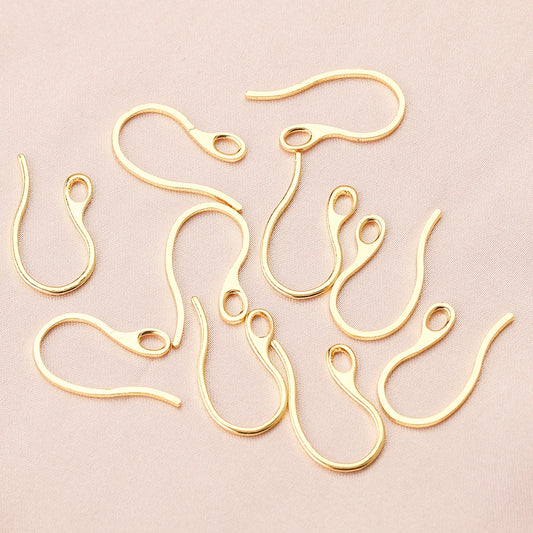 Gold-Plated Earring Hooks, Stainless Steel Ear Wires, 20pcs