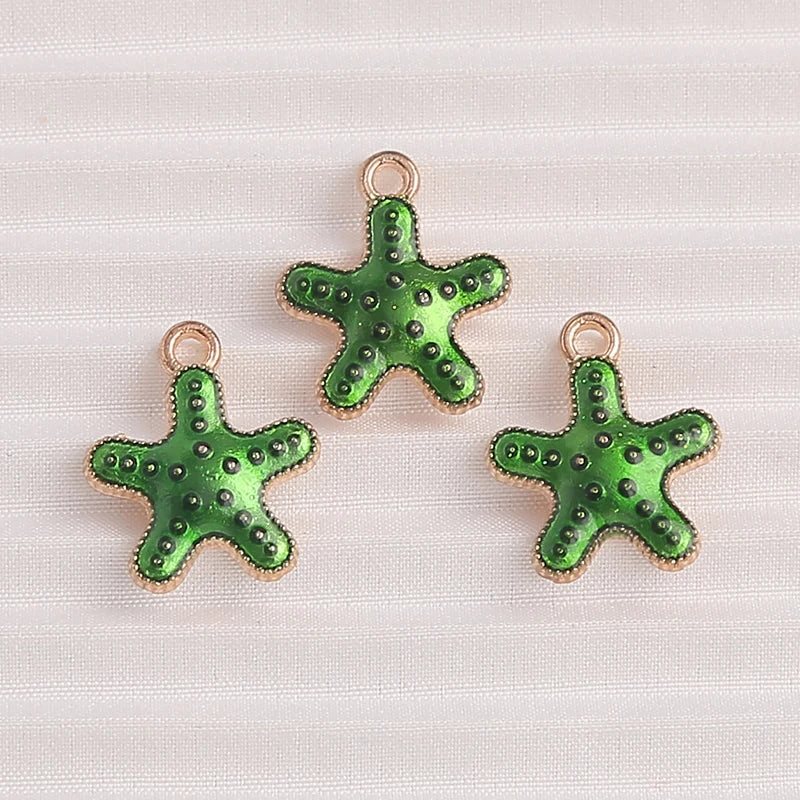 Seashell Lore Enamel Charm Collection, Starfish, Shells with Pearls, 10pc